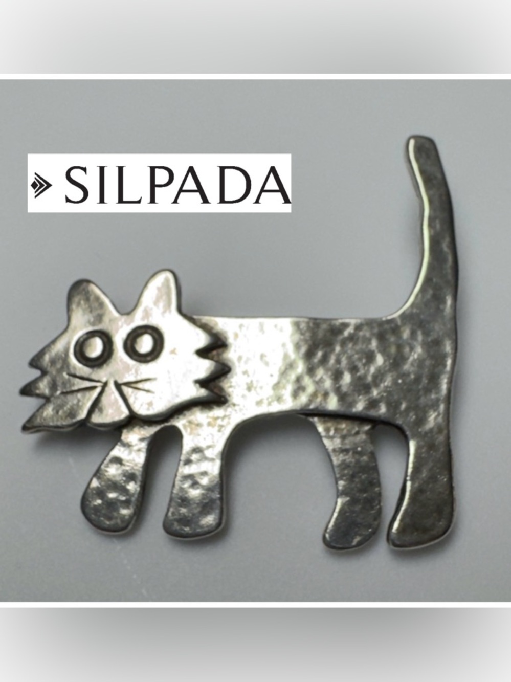 Vintage Silpada Sterling Silver Cat Pin/Brooch. It is a retired piece.